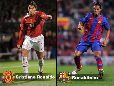 cristiano ronaldo machester united and ronaldinho barcelone